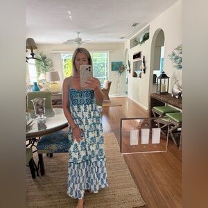 Floral Blue and White Maxi Dress
